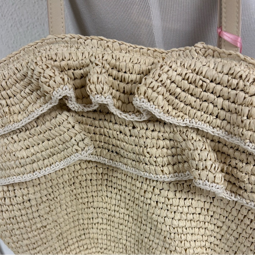 BTB LOS ANGELES Large JOEY Straw Tote Bag Natural NWT - Picture 9 of 10